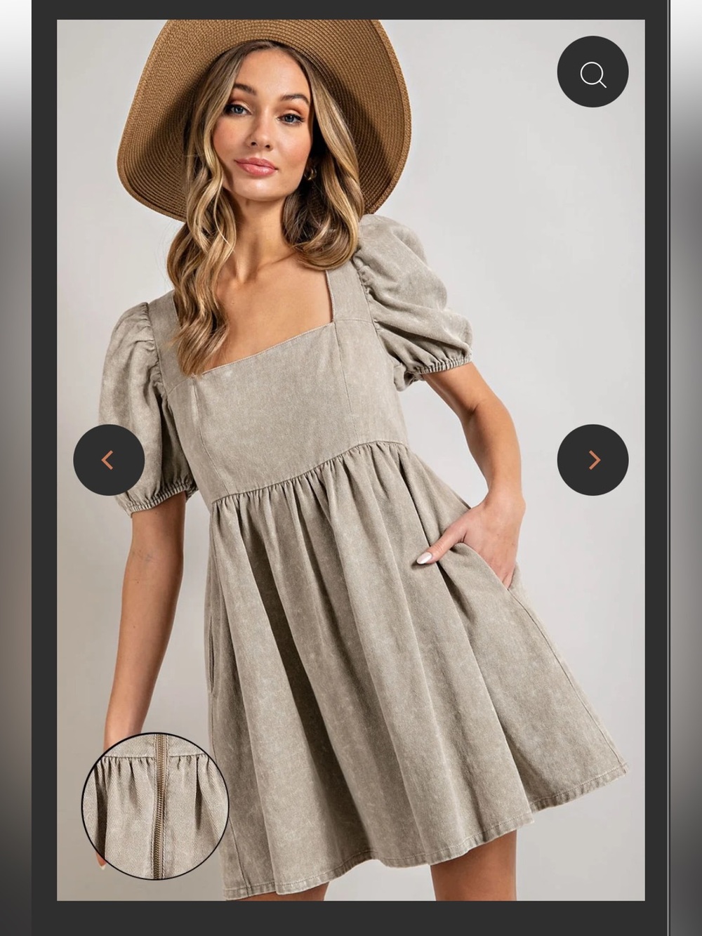 Alter'd State Square Neck Dress in light Sage with pockets, size medium